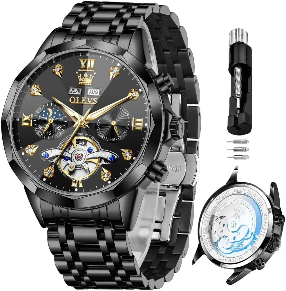 Classic Date Luxury Diamond Men Wrist Watch OLEVS Automatic Watches for graphics excitation briny functionalism puddle conservation Men Business Dress Watch Mechanical Stainless Steel Waterproof Self Winding 