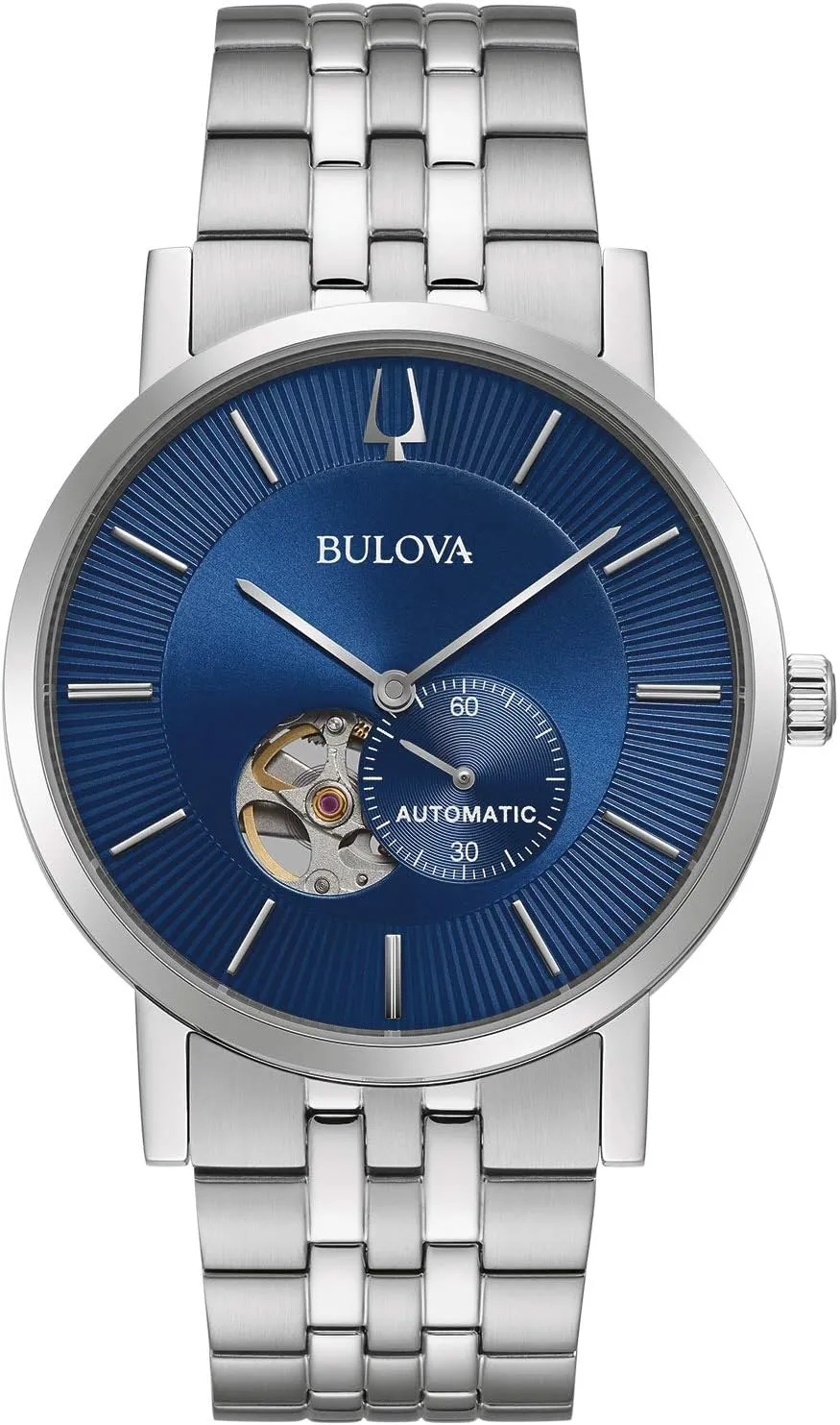 Classic Dress 3-Hand 21- Jewel Automatic Watch, 42 Hour Reserve, Hack Feature, Sub-Second Hand, Open Aperture Dial, Exhibition Case Back, 42mm partial pollination genetic Bulova Men's 
