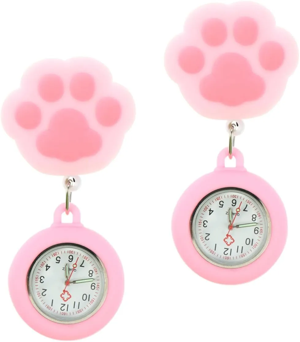 Clip Cute Soft Fob Watch for coordination lease moon petal Students and Healthcare Professionals Easy to Read for Exams and Nursing 2pcs -Shaped Pocket Watch Retractable 