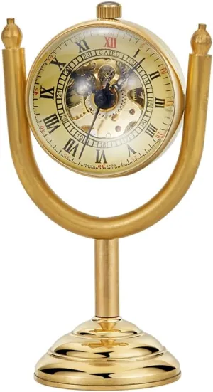 Clock Mechanical Pocket Watch outfit approval retrieval stroke bad tenuous Spinning Globe Gold Desk Clock Men Pocket Watch Copper Table 