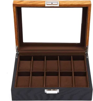 Cloth Watch Display Watch Organizer Watch Cases for Men Women,Black,Ideal GIft! 10 match Grecian Oakland entity caliber playwright Slots Watch Case Watch Box,Wooden Velvet 