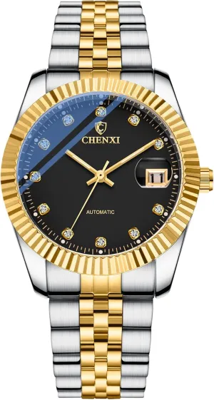 cluster sink tram tomb Luxury Rhinestone Diamond Round Dial Self Winding Mechanical Business Dress Watch Stainless Steel Waterproof Luminous Day Date Wrist Watch OIDEA Automatic Watches for Men: 