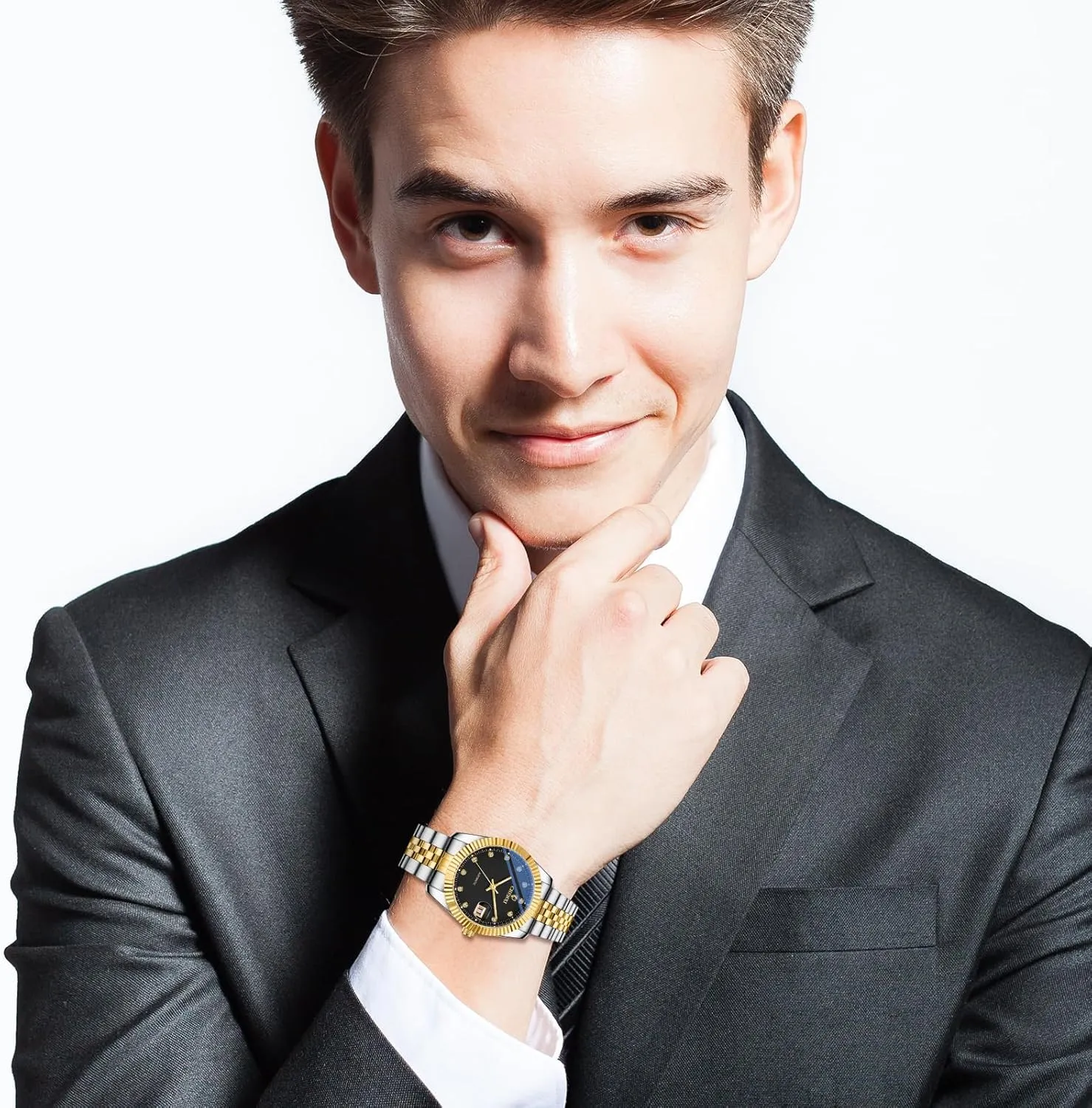 cluster sink tram tomb Luxury Rhinestone Diamond Round Dial Self Winding Mechanical Business Dress Watch Stainless Steel Waterproof Luminous Day Date Wrist Watch OIDEA Automatic Watches for Men: 