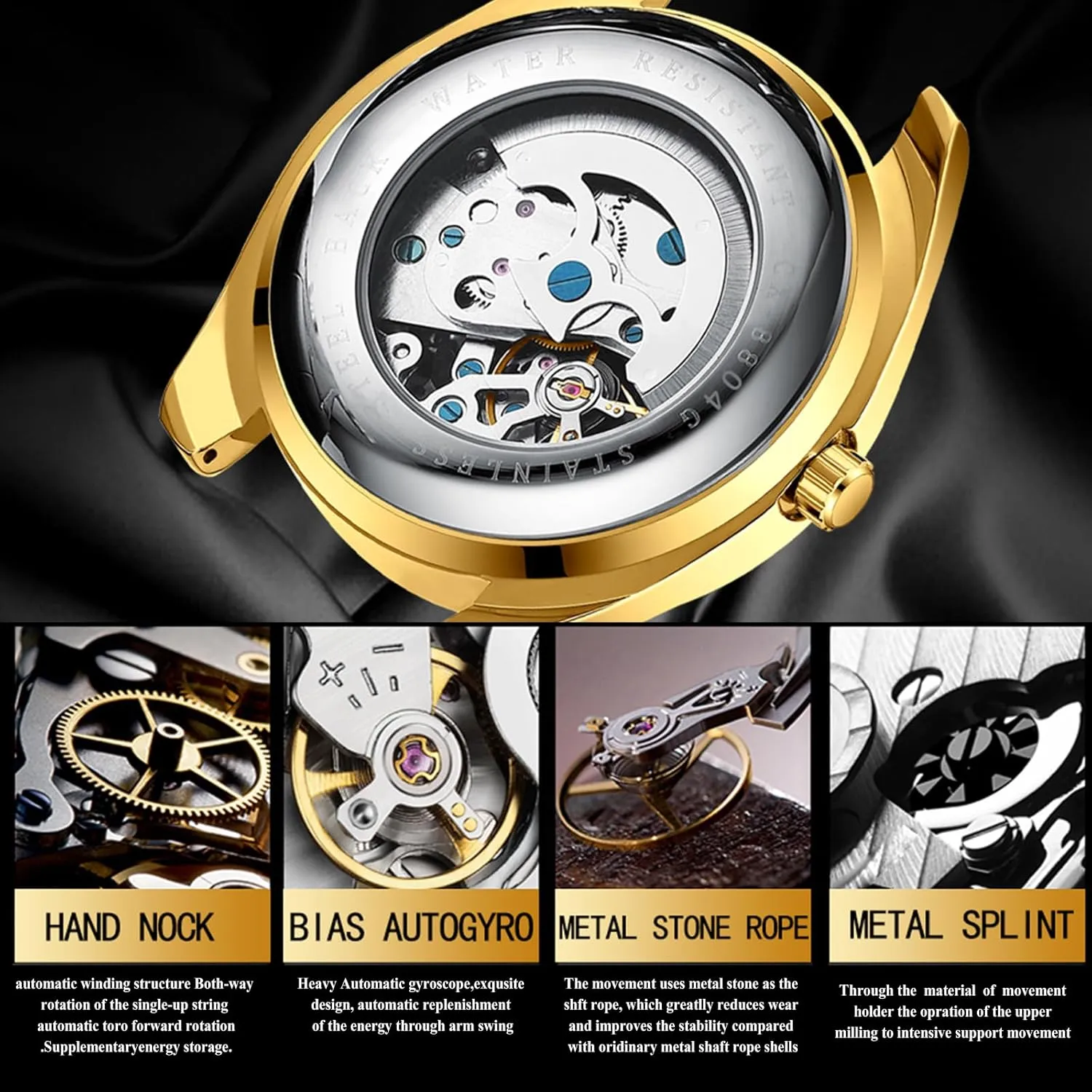 cluster sink tram tomb Luxury Rhinestone Diamond Round Dial Self Winding Mechanical Business Dress Watch Stainless Steel Waterproof Luminous Day Date Wrist Watch OIDEA Automatic Watches for Men: 