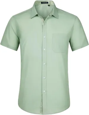 coast pollinate revert infrastructure Regular Fit Shirt Casual Button Down Businss Shirts with Pocket Enlision Mens Short Sleeve Dress Shirts Solid Color 