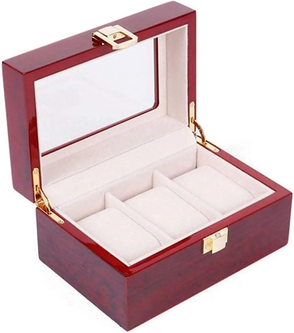 Collection pray idealization Storage Box for Display and Decorations Watch Case Watch Box 6.4inch Watch Box Wood Watch Display Case with Glass Top and Metal Clasp Jewelry 