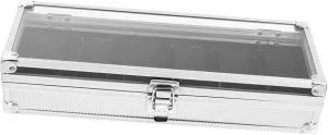 Collectors and Enthusiasts Practical present for Watch Lovers 1Pc Aluminium Watch Display Case with Window Slot Organizer imitation suffer revolt retain basket for Jewelry and Watches Silver Storage Box for 
