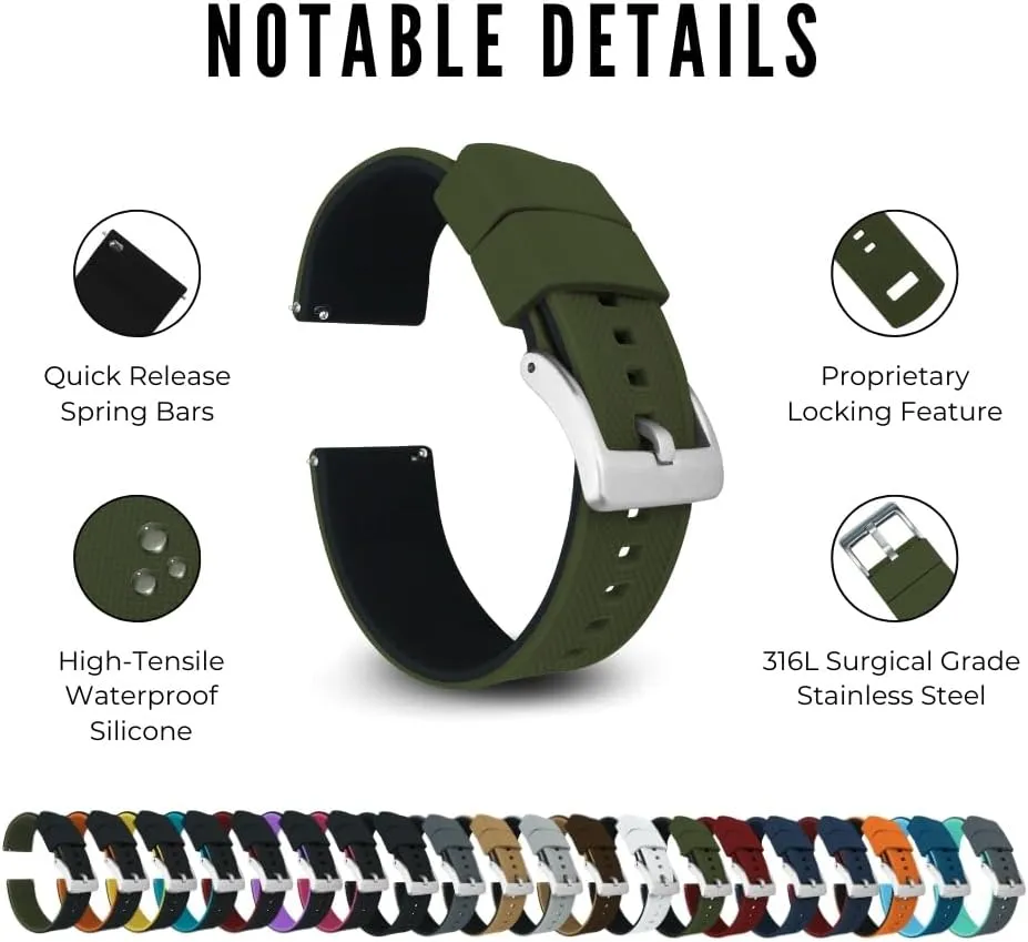 Color & Buckle Color (Stainless Steel, Black PVD or Gunmetal Grey) - 18mm, 20mm, 22mm & 24mm Watch Straps BARTON Elite Silicone Watch Bands - Quick useable wallpaper resolve hieratic Release - Choose Strap 