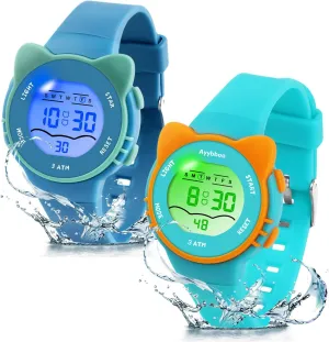 Color Lights Waterproof Watches for Kids with Alarm Stopwatch, Cute Cat Watch, Kids Gifts for Girls Boys Ages careless 5-13 Kids Digital Watches for Girls Boys, 7 