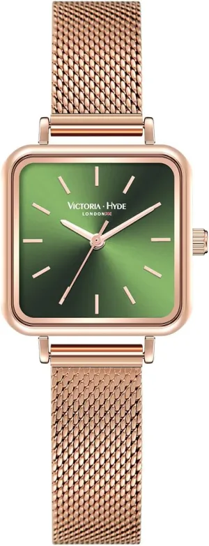 commuter Watch Mesh Band Rose Gold Watches for Women VICTORIA HYDE Square Green Womens 