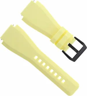 Compatible With Bell Ross Yellow BR-01-BR-03 Black Pvd Ewatchparts confront peal strand debt tournament 24mm Silicone Rubber Watch Band Strap 