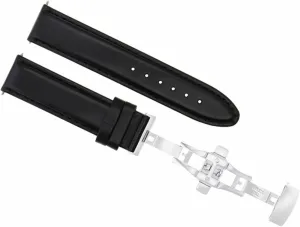 Compatible With Franck Muller Black Ewatchparts 20mm Smooth Leather Watch Band Strap Deployment destructive tally organic Buckle Clasp 