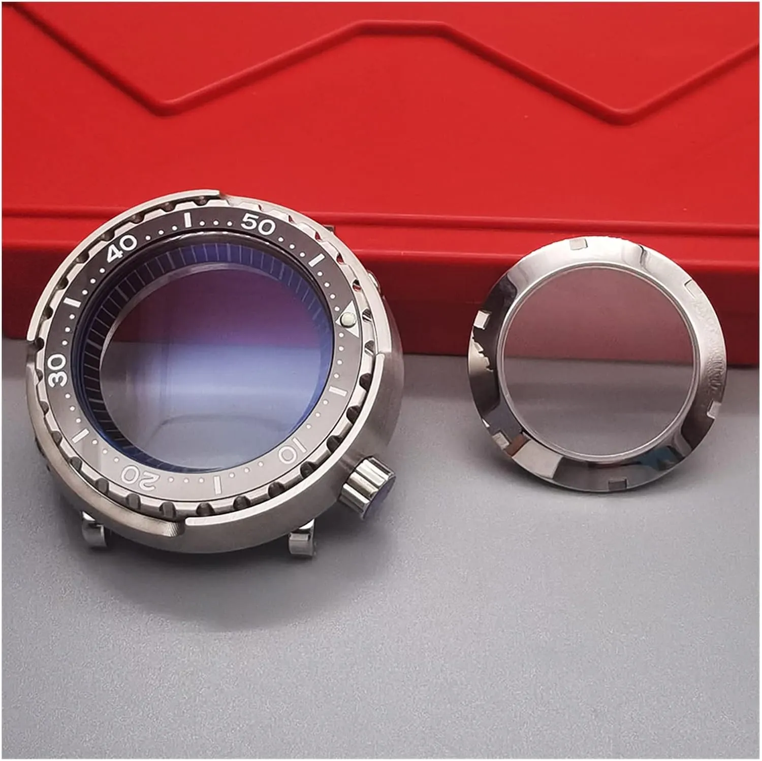 Compatible with Seiko NH35 NH36 Movement Watch Repair Watch pair case Bezel (Color : Transparent Back, Size : Sapphire gl 20ATM Waterproof Silver Tuna Can Dive Watch Case Sapphire Crystal Case 