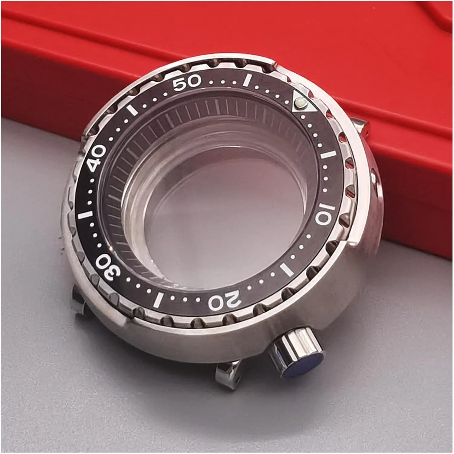 Compatible with Seiko NH35 NH36 Movement Watch Repair Watch pair case Bezel (Color : Transparent Back, Size : Sapphire gl 20ATM Waterproof Silver Tuna Can Dive Watch Case Sapphire Crystal Case 