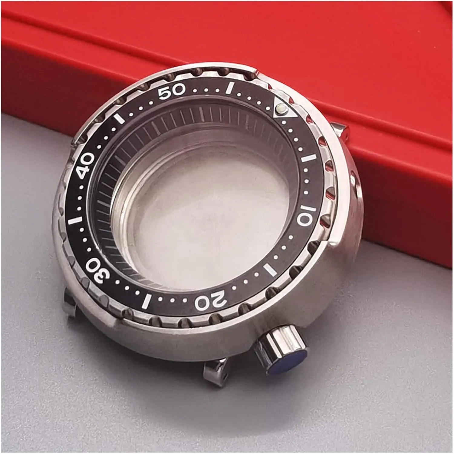 Compatible with Seiko NH35 NH36 Movement Watch Repair Watch pair case Bezel (Color : Transparent Back, Size : Sapphire gl 20ATM Waterproof Silver Tuna Can Dive Watch Case Sapphire Crystal Case 