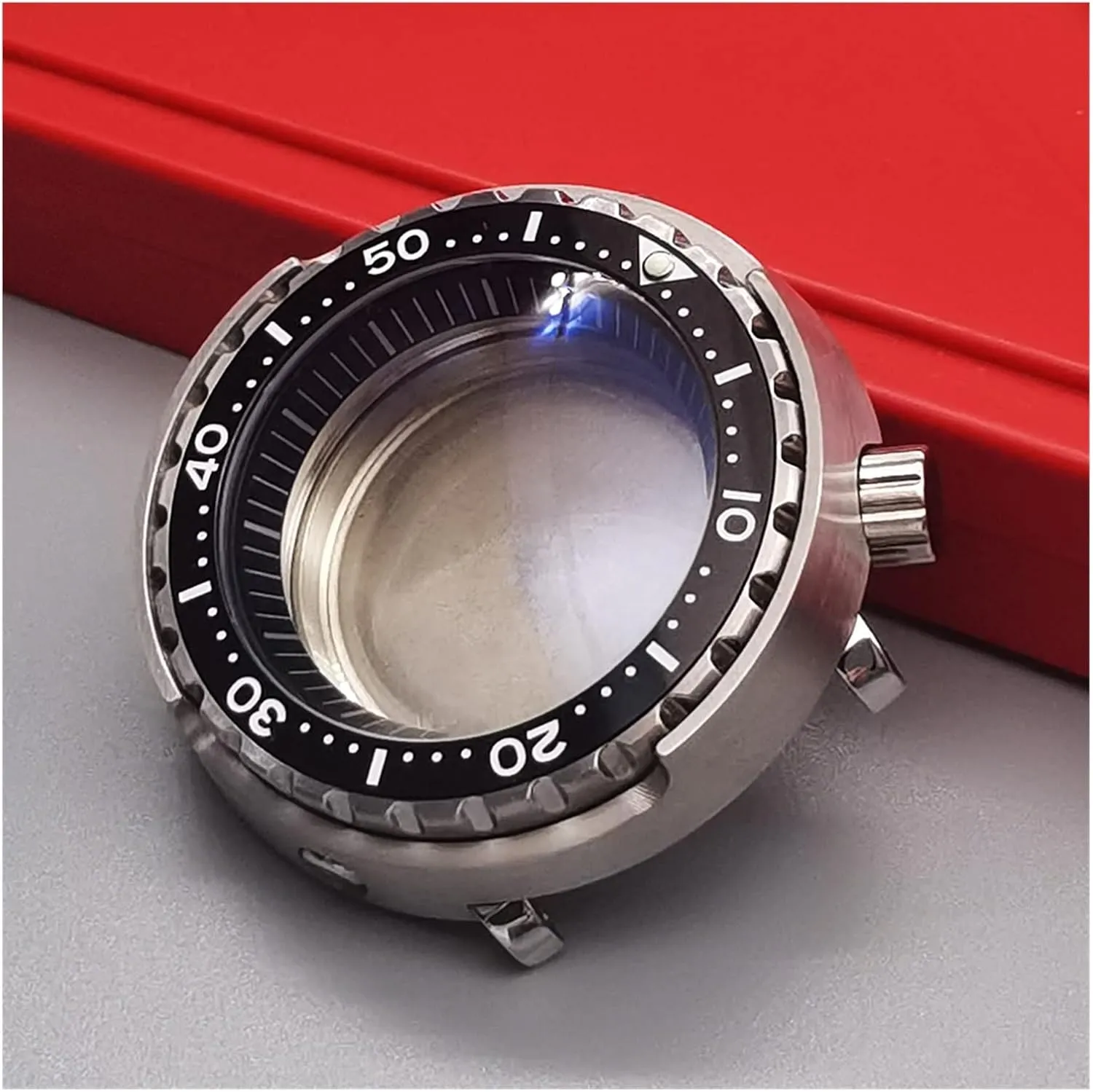 Compatible with Seiko NH35 NH36 Movement Watch Repair Watch pair case Bezel (Color : Transparent Back, Size : Sapphire gl 20ATM Waterproof Silver Tuna Can Dive Watch Case Sapphire Crystal Case 