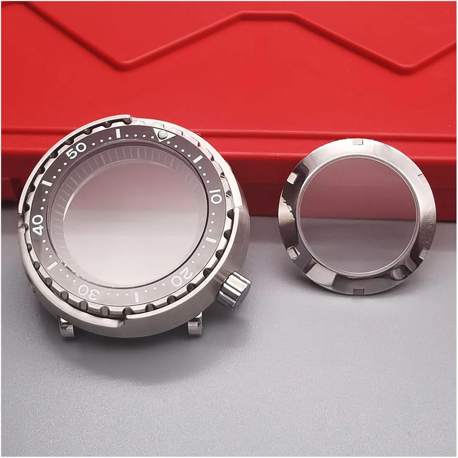 Compatible with Seiko NH35 NH36 Movement Watch Repair Watch pair case Bezel (Color : Transparent Back, Size : Sapphire gl 20ATM Waterproof Silver Tuna Can Dive Watch Case Sapphire Crystal Case 