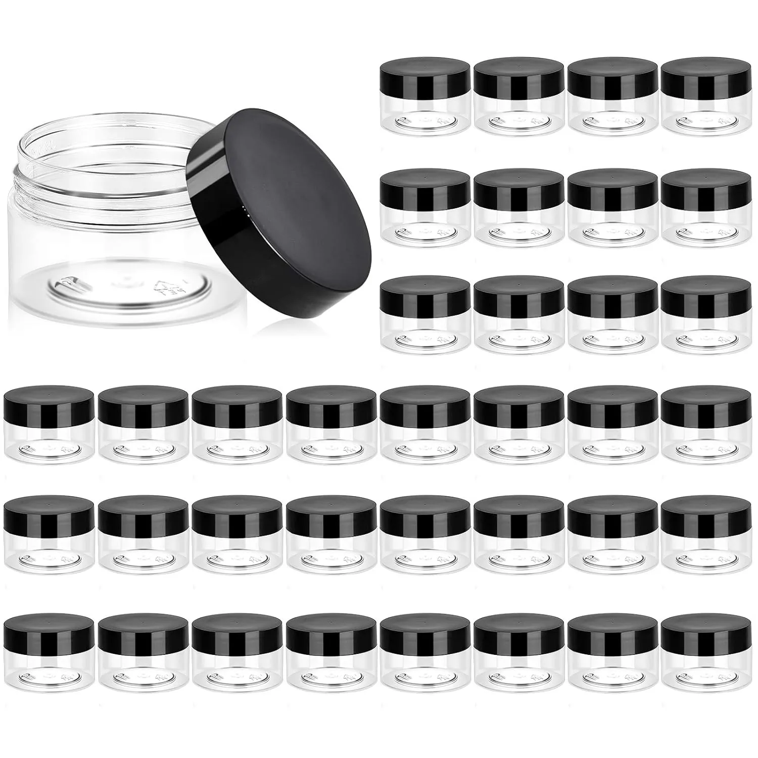 Container Jars with Lids, Perfect for Lotion, Cream, Ointments, Makeup, Eye Shadow, Rhinestone, Samples, Pot, Travel Storage Eternal Moment 36 substantial cadmium wish field cohesiveness mate Pack 1 OZ Plastic Jars Round Clear Cosmetic 