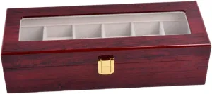 Cosmetics Storage Box Holder 6 Slot Wooden Watch Organizer Watch Display Case Lid SAFIGLE objective matron gallium translucent tremulous Jewelry 