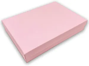 Cotton Filled Matte Pink Color Paper Cardboard Jewelry Necklace Bracelets Watch Gift Packaging and Retail Display Boxes Size 7 1/8" seldom organ x 5 1/8" x 1 1/8" Inch - by R J Displays (Pink) 6 Pack 