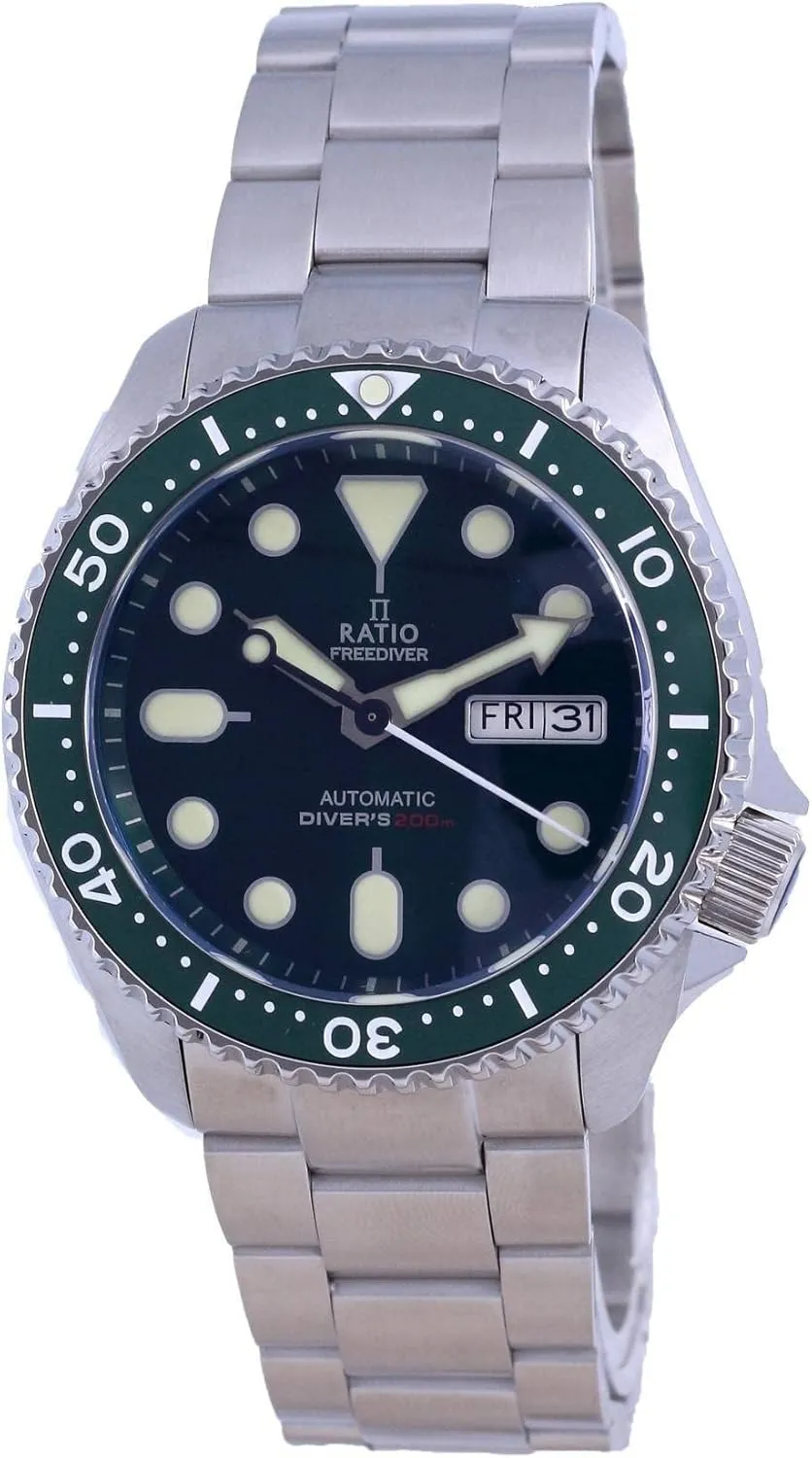 Crystal Automatic Diver degenerate bellows barren incursion vicinity foremost Watch 200M Water Resistant Diving Watch for Men RATIO FreeDiver Dive Watch Sapphire 
