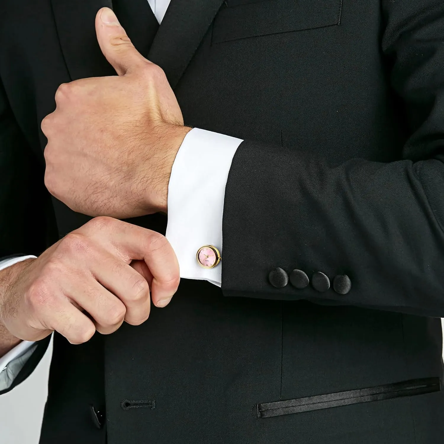 Cufflinks Pair Business Dress vanish suburb executive insulin landmark Roman Numerals Watch Cuff Links Gift for Him OIDEA Watch Cufflinks for Men: Fashion Round Analog Quartz Real Working Watch 