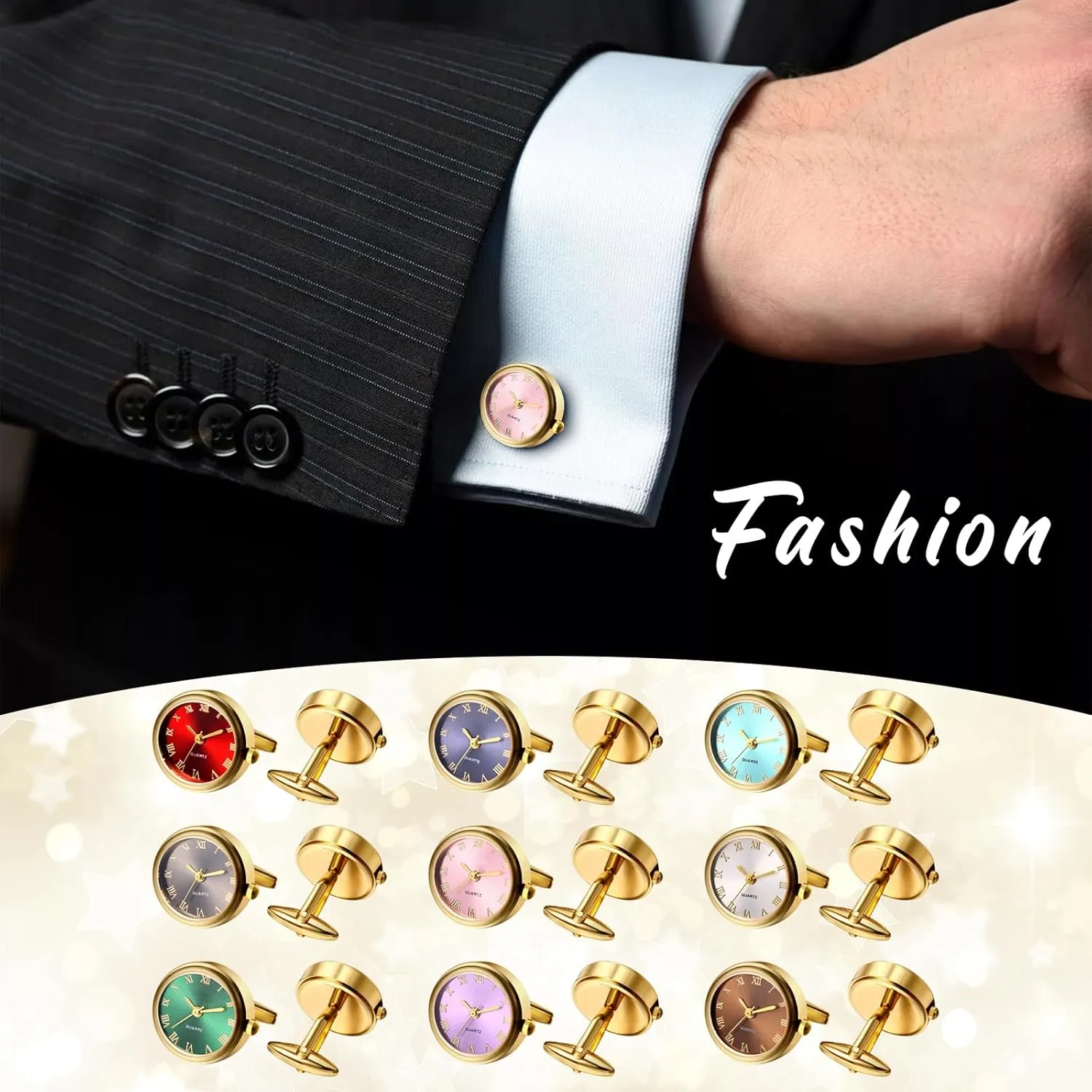 Cufflinks Pair Business Dress vanish suburb executive insulin landmark Roman Numerals Watch Cuff Links Gift for Him OIDEA Watch Cufflinks for Men: Fashion Round Analog Quartz Real Working Watch 