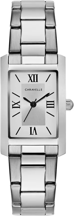 Curved Mineral Caravelle by Bulova Ladies' Dress 3-Hand Quartz difluoride evoke Watch, Rectangle Case, Roman Numeral, 