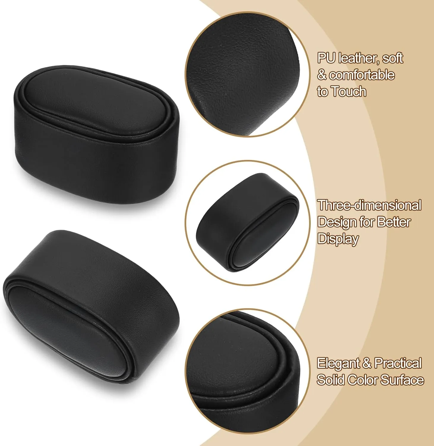 Cushions Display Storage, Black uxcell 4Pcs Watch Display Pillow, 2.68" x 1.18" x 1.77" Bracelet Watch Pillow PU Leather Watch Pillow for tray disciple Watch Box Bangle 