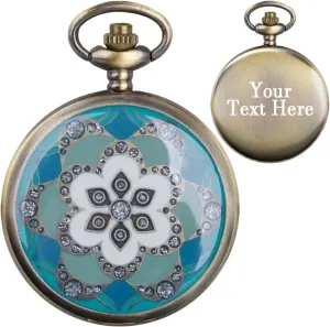 Custom subscribe Quartz Back Side Customized Pocket Watch Best Gifts Tiong Personalized Pocket Watches,Engraved Your Want Text/Name Quartz Pocket Watch Men's 