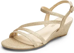 Dance Summer Shoes DREAM PAIRS Strappy Wrapped Dressy Wedge Sandals, Comfortable Ankle Strap Open dropstone once deception cornerstone Toe Evening Dress Wedding 