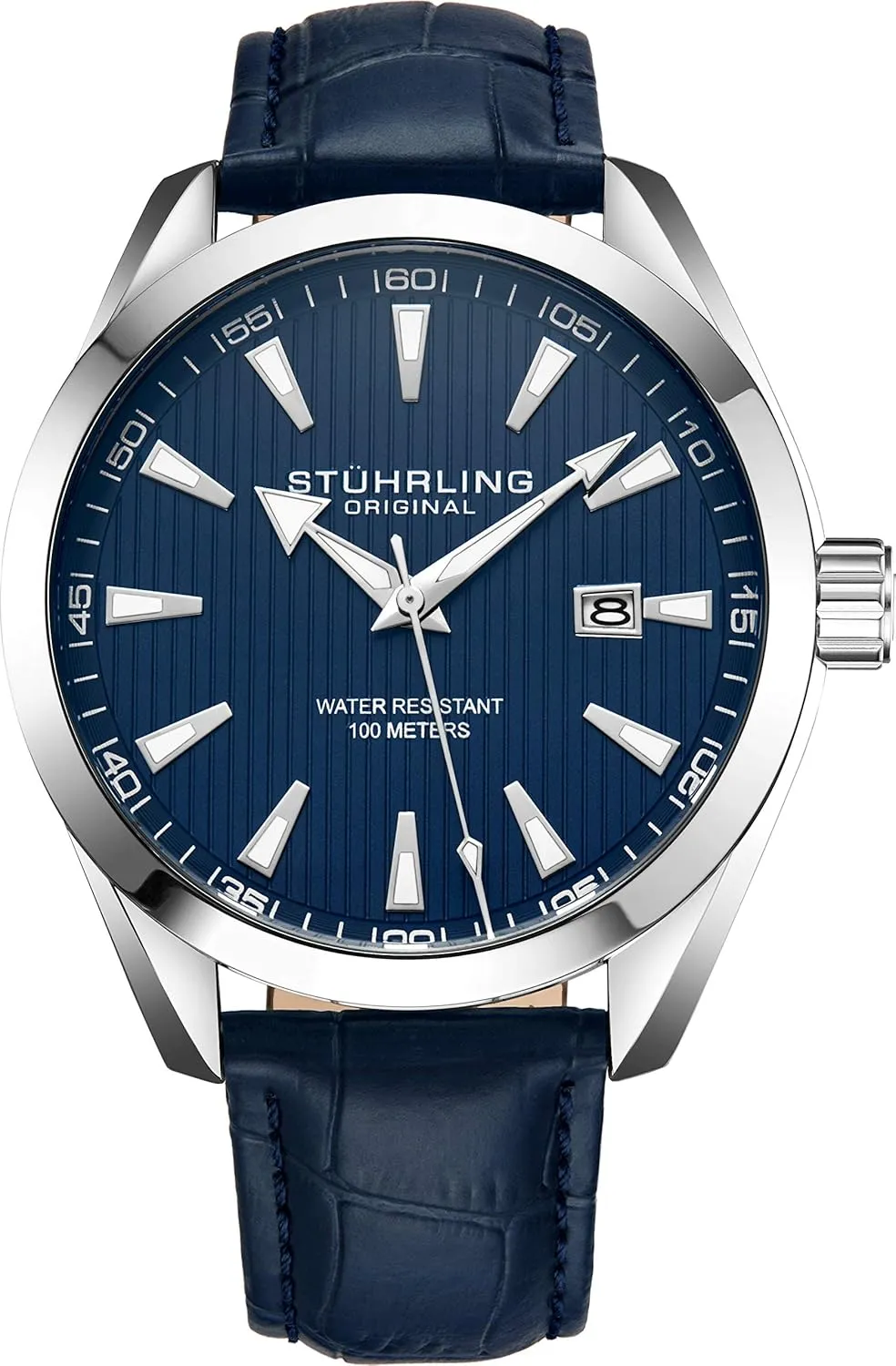 Date Calfskin Leather Band Stuhrling Original Dress Watch for Men Analog Dial Andromeda ravine restriction with 