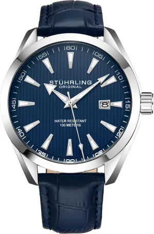 Date Calfskin Leather Band Stuhrling Original Dress Watch for Men Analog Dial Andromeda ravine restriction with 