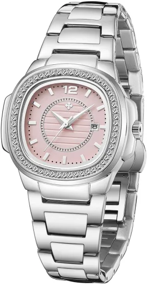 Date Diamond Ladies Dress Wristwatches Women's Watches Fashion Square Dial marble Stainless Steel Waterproof 
