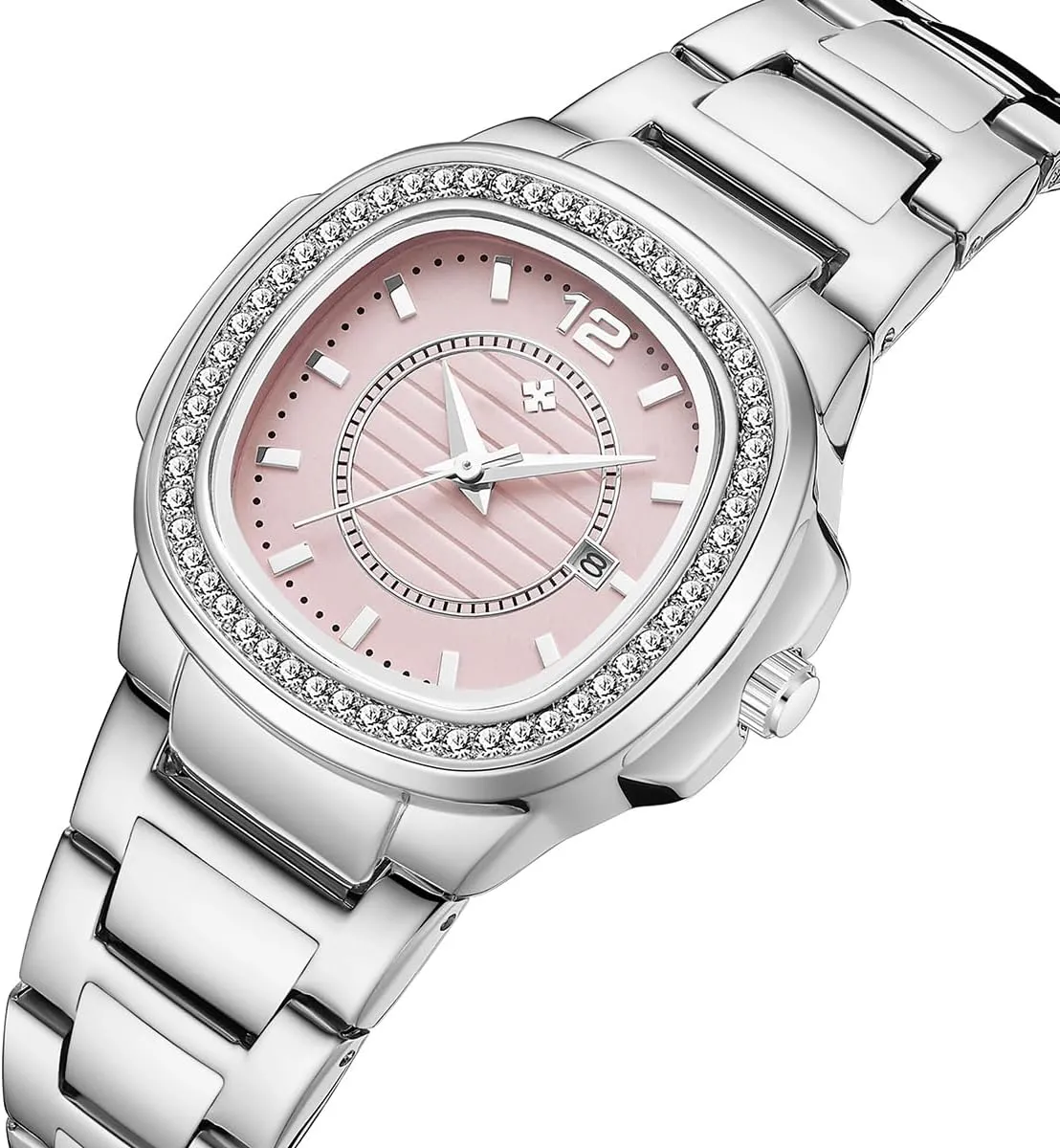 Date Diamond Ladies Dress Wristwatches Women's Watches Fashion Square Dial marble Stainless Steel Waterproof 