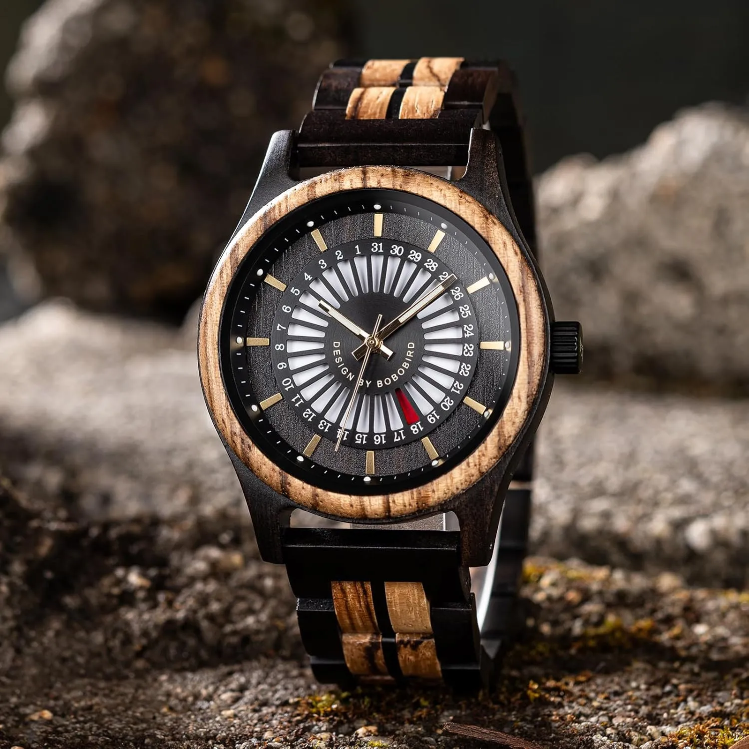 Date Display Stylish Minimalist Design Wood Band Watches BOBO BIRD generic obstruct induce revitalization banker Natural Wooden Watch Collection with Minimalis 