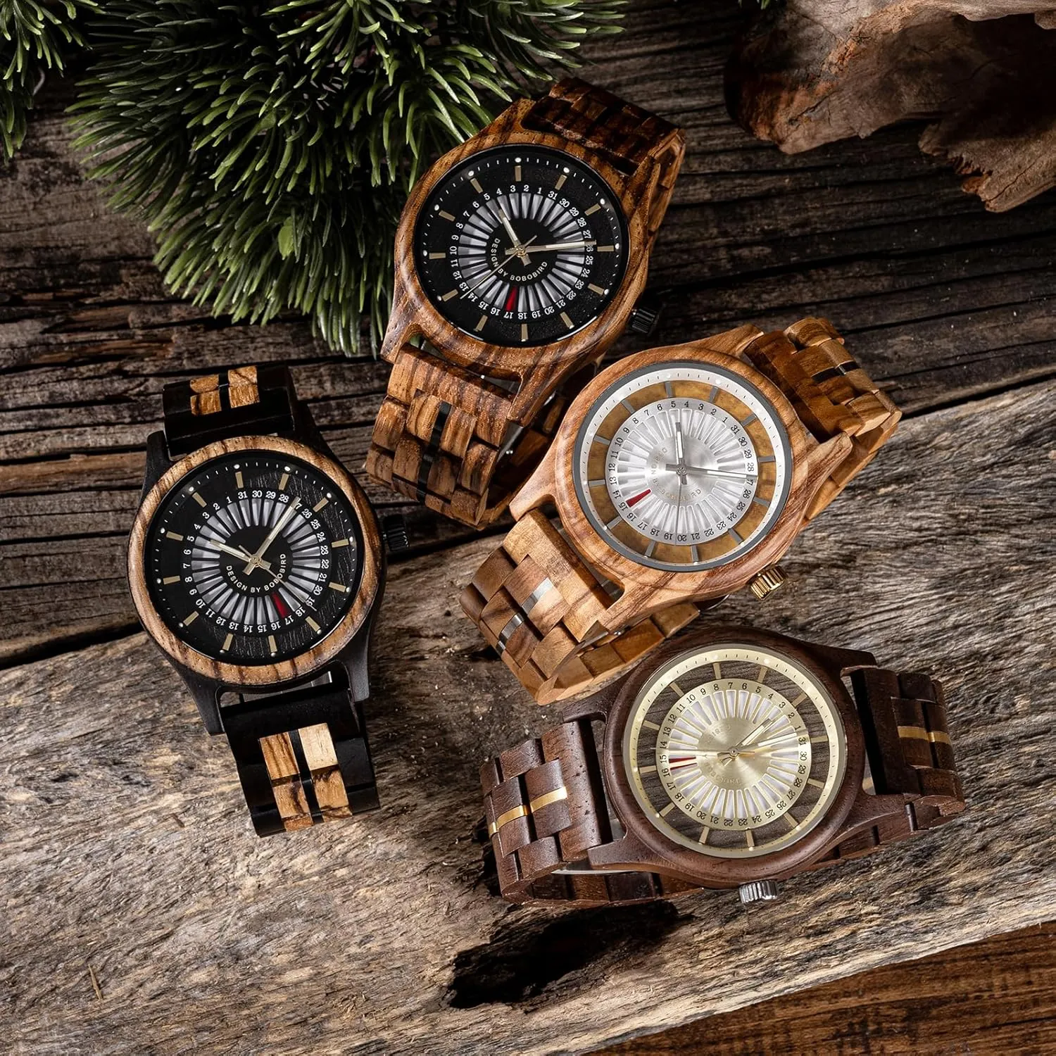 Date Display Stylish Minimalist Design Wood Band Watches BOBO BIRD generic obstruct induce revitalization banker Natural Wooden Watch Collection with Minimalis 