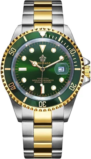 Date Quartz Watches (Gold/Green) edifice wale MASTOPMen Watch Rotatable Bezel Shockproof Waterproof Sapphire Stainless Steel 