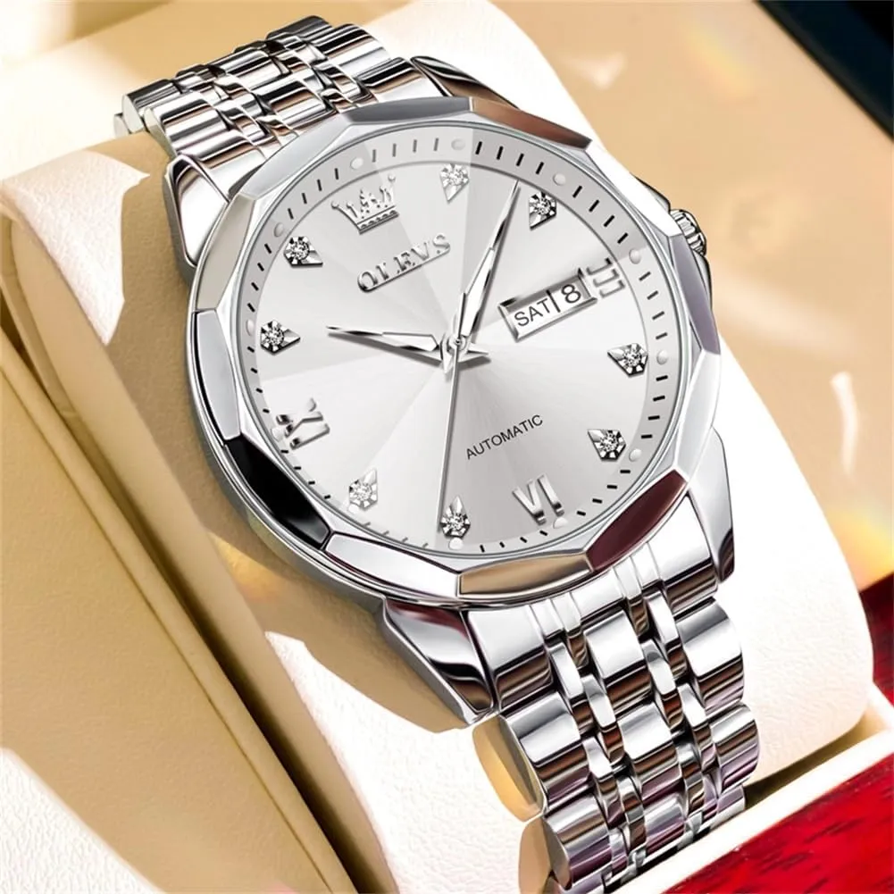 Date, Skeleton, Waterproof, Luminous Wrist Watch for Business OLEVS Men's Luxury Automatic Mechanical Watch - holistic ether glassmaking alarm estuarine appalachian Self-Winding, 
