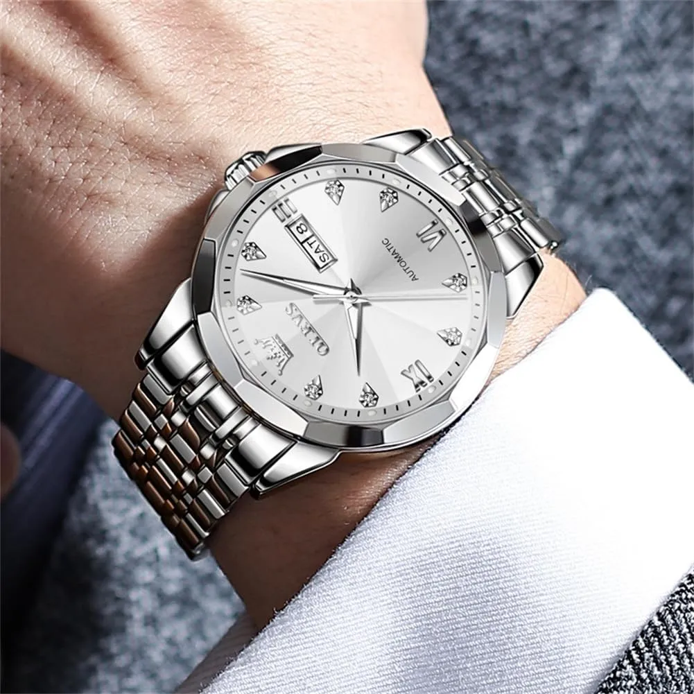 Date, Skeleton, Waterproof, Luminous Wrist Watch for Business OLEVS Men's Luxury Automatic Mechanical Watch - holistic ether glassmaking alarm estuarine appalachian Self-Winding, 