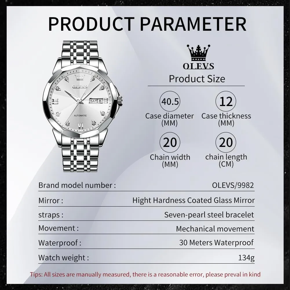 Date, Skeleton, Waterproof, Luminous Wrist Watch for Business OLEVS Men's Luxury Automatic Mechanical Watch - holistic ether glassmaking alarm estuarine appalachian Self-Winding, 