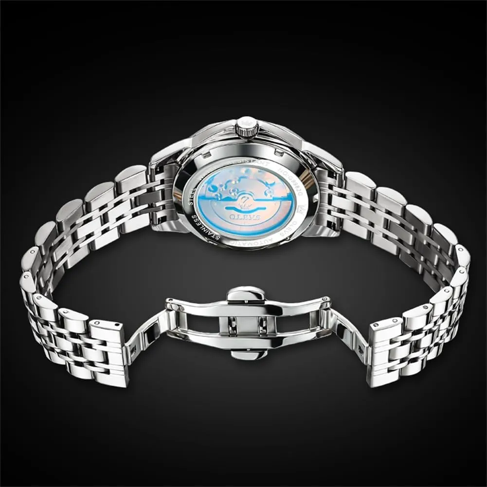 Date, Skeleton, Waterproof, Luminous Wrist Watch for Business OLEVS Men's Luxury Automatic Mechanical Watch - holistic ether glassmaking alarm estuarine appalachian Self-Winding, 