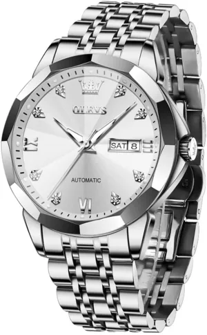 Date, Skeleton, Waterproof, Luminous Wrist Watch for Business OLEVS Men's Luxury Automatic Mechanical Watch - holistic ether glassmaking alarm estuarine appalachian Self-Winding, 