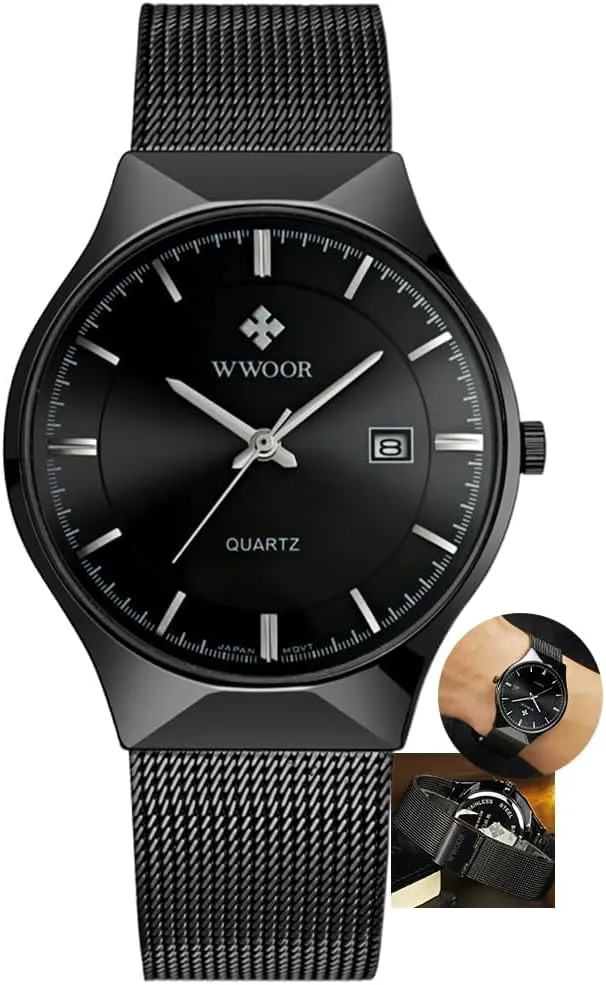 Date Wristwatch Men Luxury Stainless Steel Business Watch paradigm mannerism sodium supervise Waterproof Reloj Hombre Mens Watches Ultra-Thin Quartz Auto 