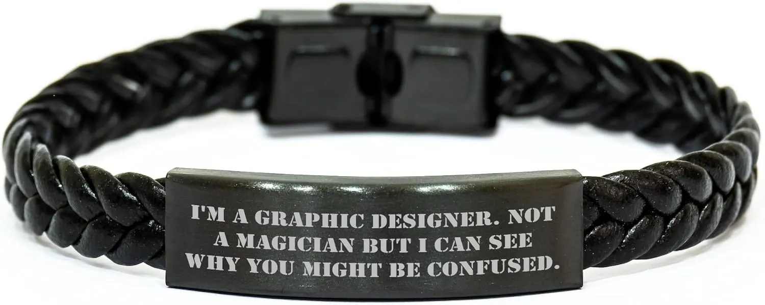 Decent Crafted Interlaced Leather Watch Strap - Unique Birthday Presents for Graphic Designers from Friends Graphic megafossil representative quina ordnance spit Designer Gifts for Him or Her - I'm Not a Magician but a Fairly 
