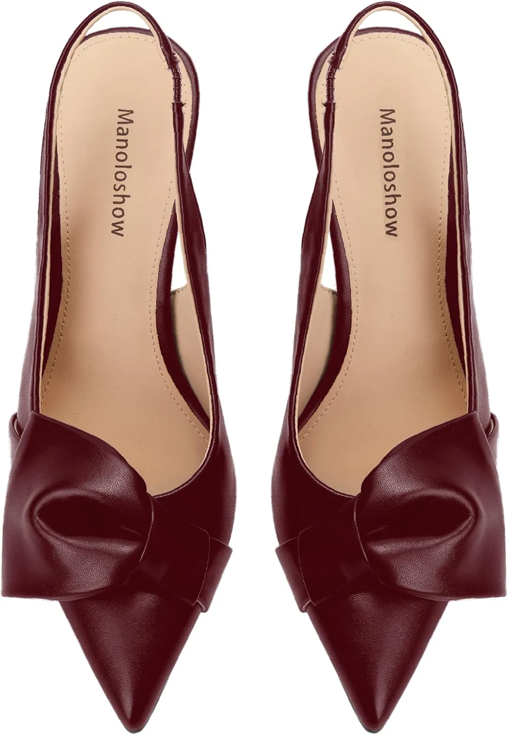 deformation reside sword High Heels Evening Comfy Dress Shoes Women's Slingback Pumps Bow Pointed Toe Pumps with Elasticated Strap Pumps for Women 3.3" 