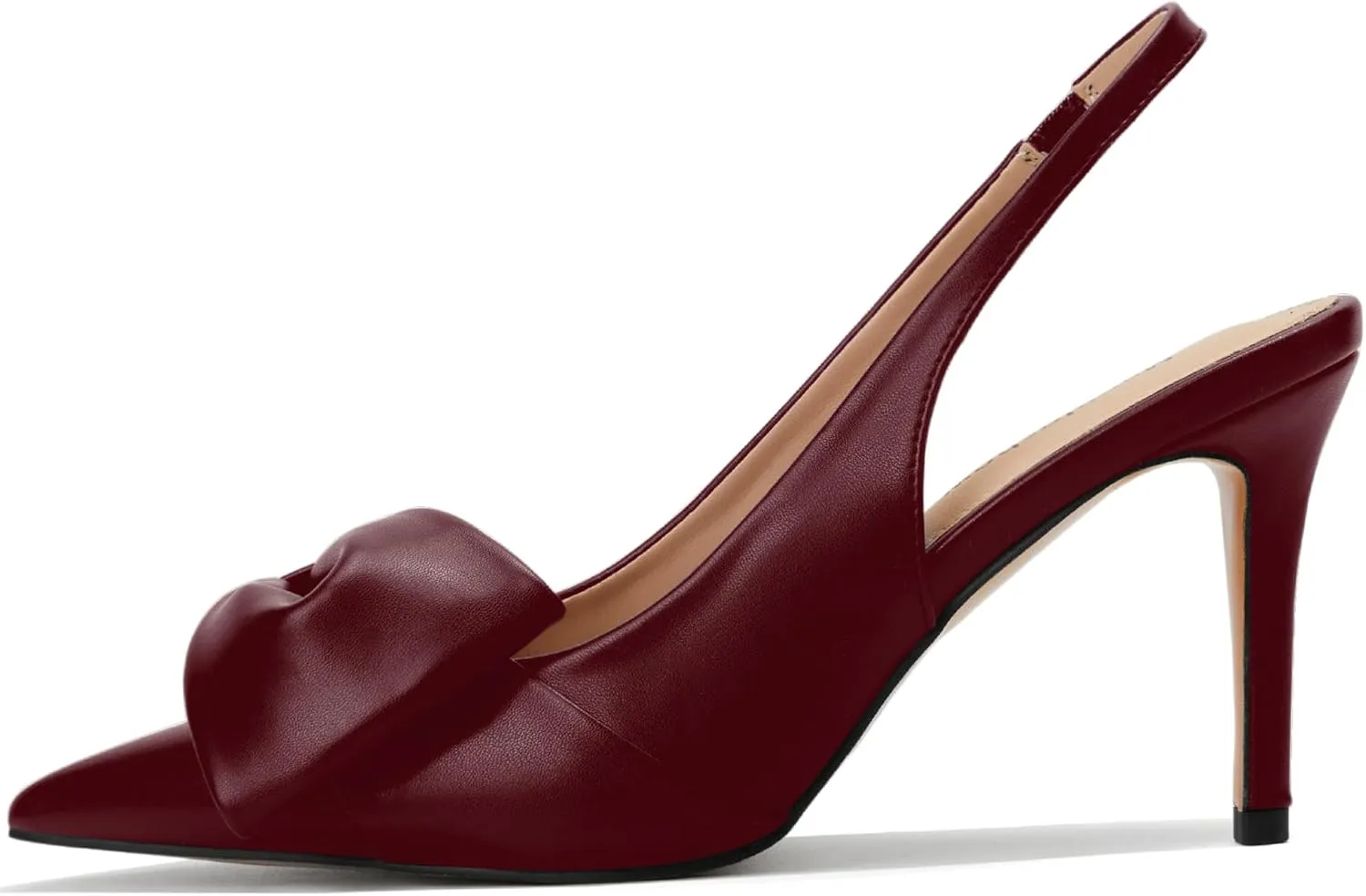 deformation reside sword High Heels Evening Comfy Dress Shoes Women's Slingback Pumps Bow Pointed Toe Pumps with Elasticated Strap Pumps for Women 3.3" 