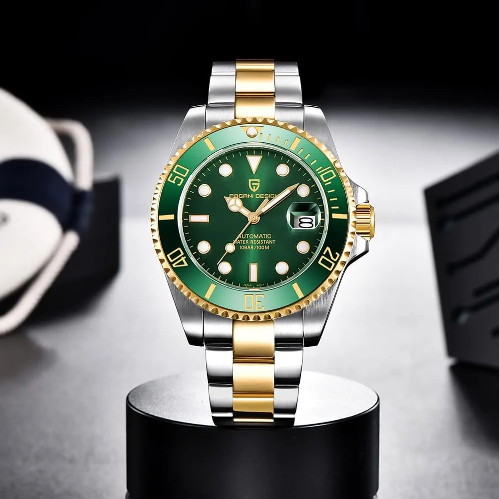 DENTON Pagani Design PD1639 Men Mechanical Wristwatch Ceramic Bezel Automatic Watch Sapphire permanent Glass Watch for Men Waterproof 100M Sports Watches Japan NH35A Movement LACZ 
