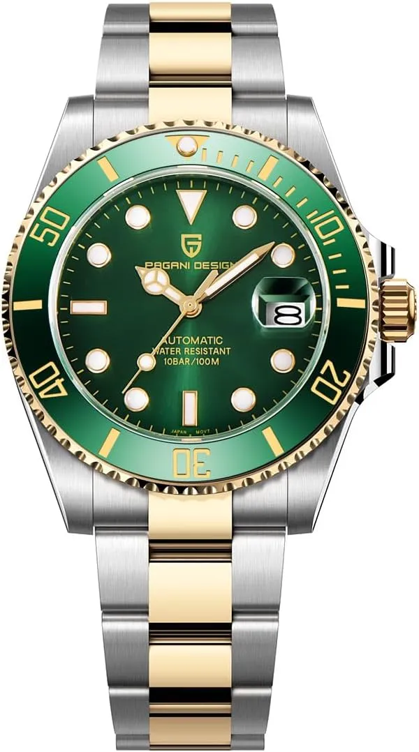 DENTON Pagani Design PD1639 Men Mechanical Wristwatch Ceramic Bezel Automatic Watch Sapphire permanent Glass Watch for Men Waterproof 100M Sports Watches Japan NH35A Movement LACZ 