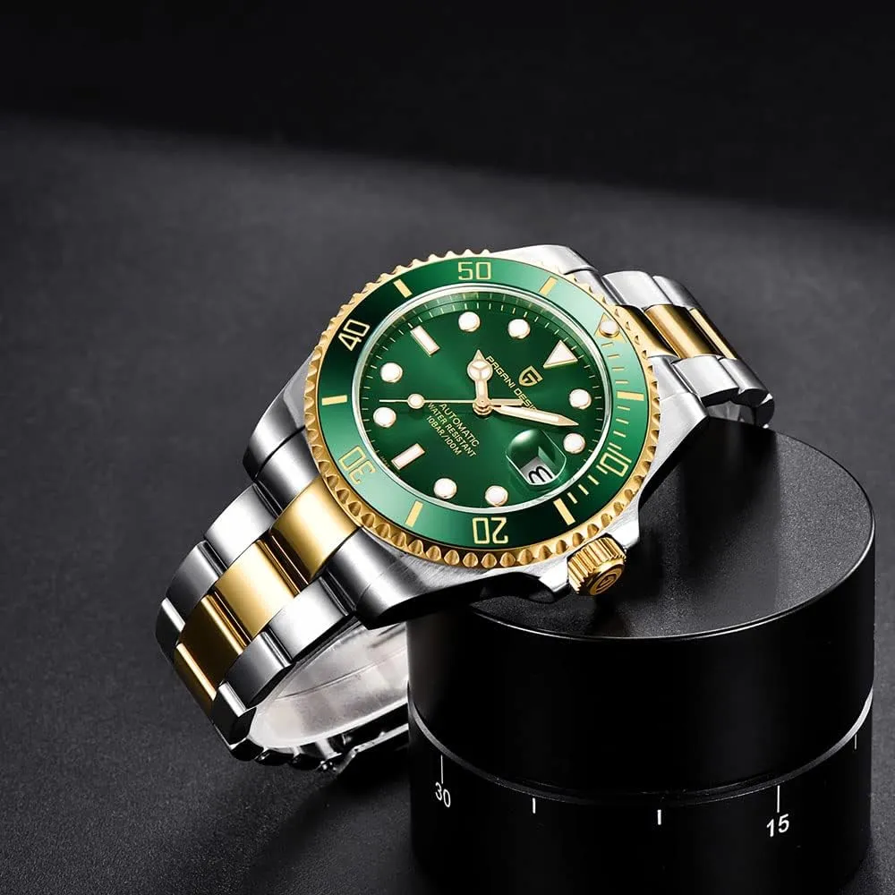 DENTON Pagani Design PD1639 Men Mechanical Wristwatch Ceramic Bezel Automatic Watch Sapphire permanent Glass Watch for Men Waterproof 100M Sports Watches Japan NH35A Movement LACZ 